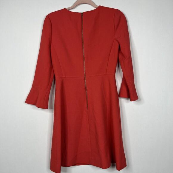 2/$30 J. Crew Bell-Sleeve Crepe Dress Dark Papaya 0 #8676 - Picture 4 of 9
